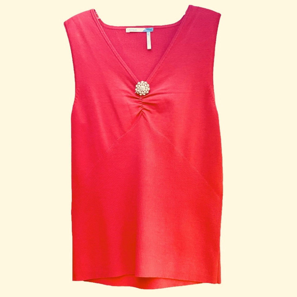Stunning Silk Blend Sleeveless with Striking Broach - Women’s Size 14
